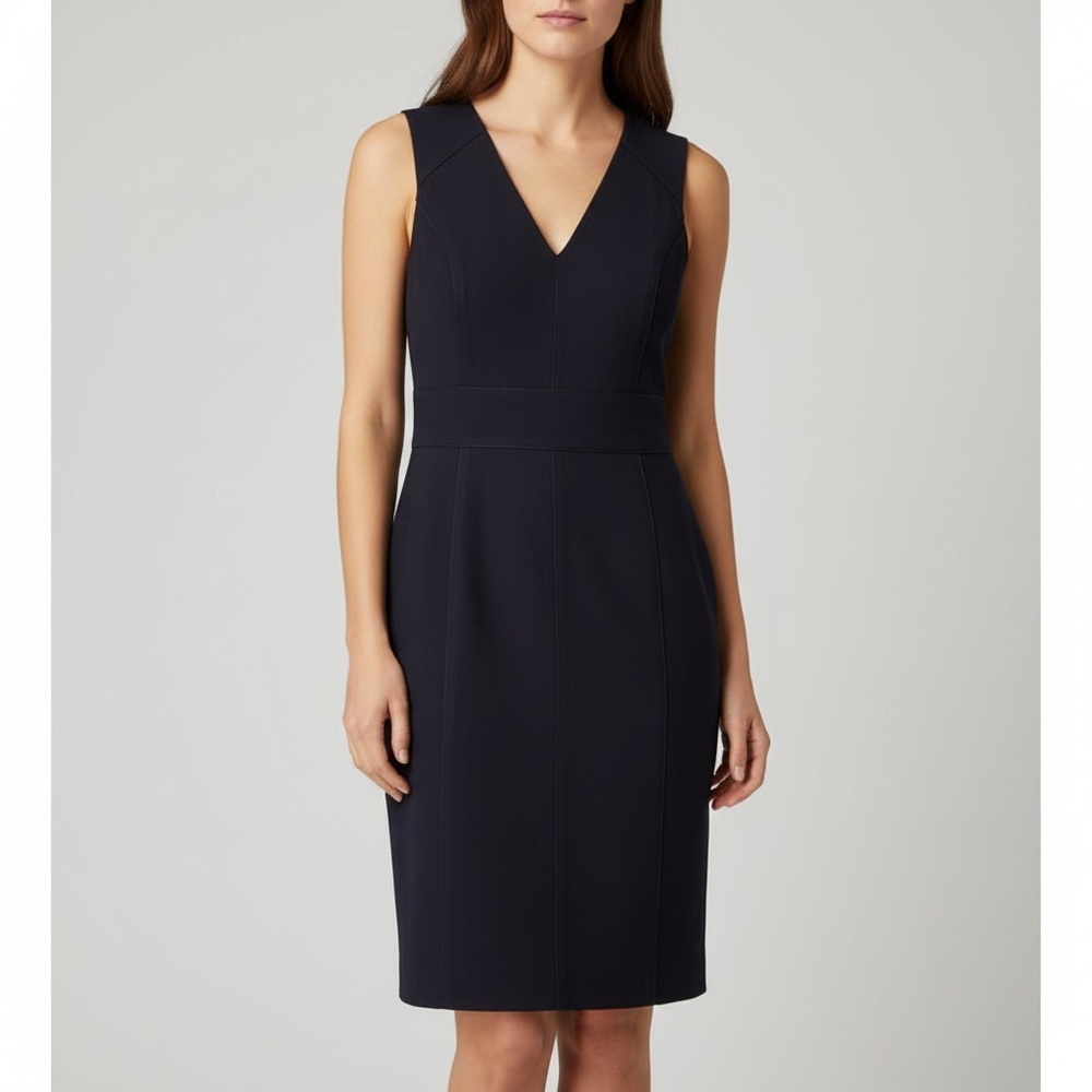Banana Republic Womens Sleeveless V-Neck Sheath Dress Navy Blue Size 10